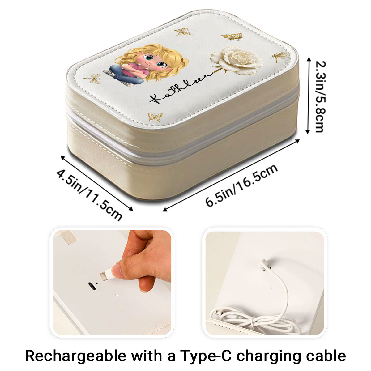 Floral Soul - Personalized Custom Jewelry Box With LED Mirror