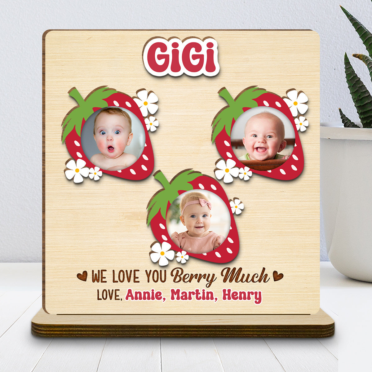 Berry Much - Personalized Custom 2-Layer Wood Plaque With Flat Base