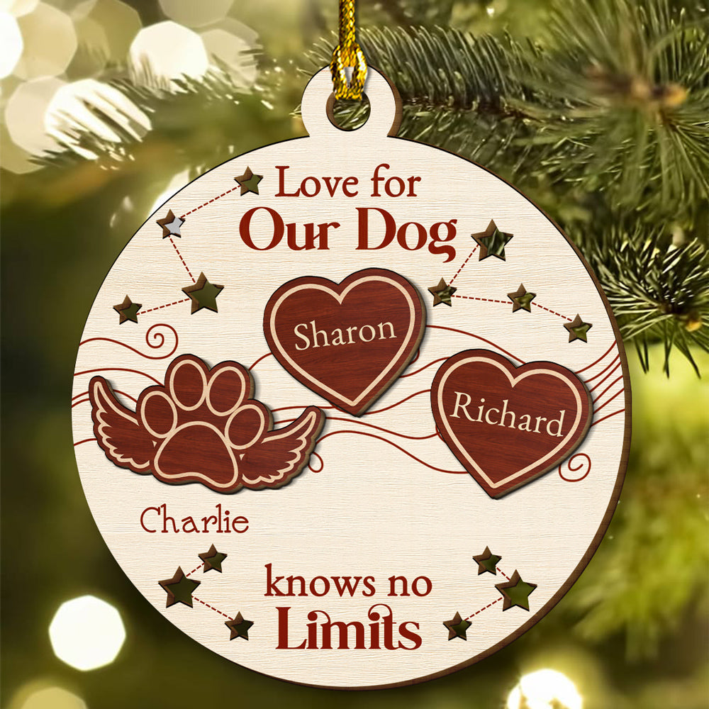 Love For My Dogs Knows No Limits - Personalized Custom Freeshape 2-Layered Wood Ornament