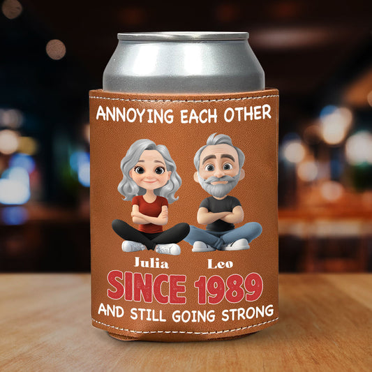 Together Forever - Personalized Custom Leather Can Cooler Holder