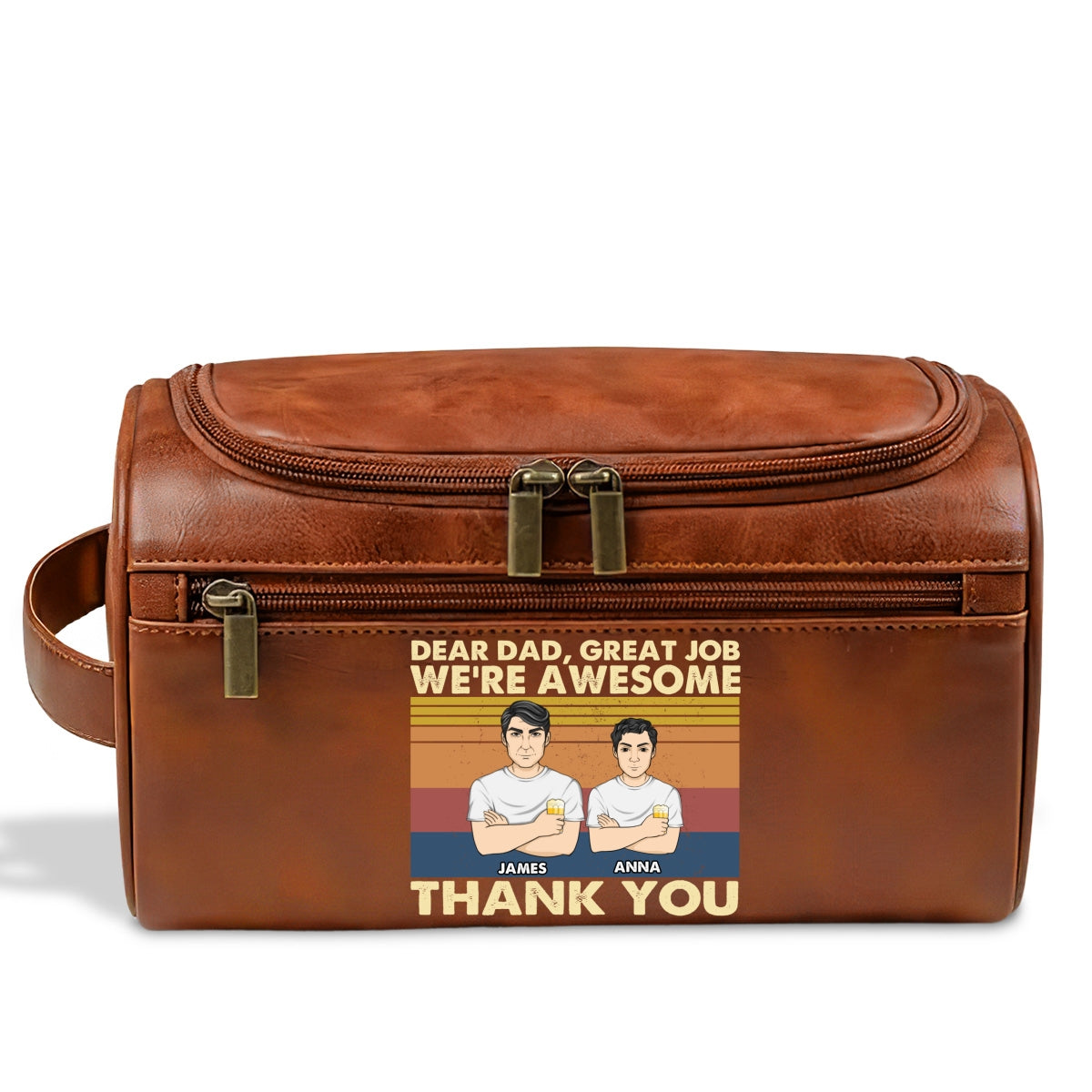 We Are Awesome - Personalized Custom Leather Toiletry Bag