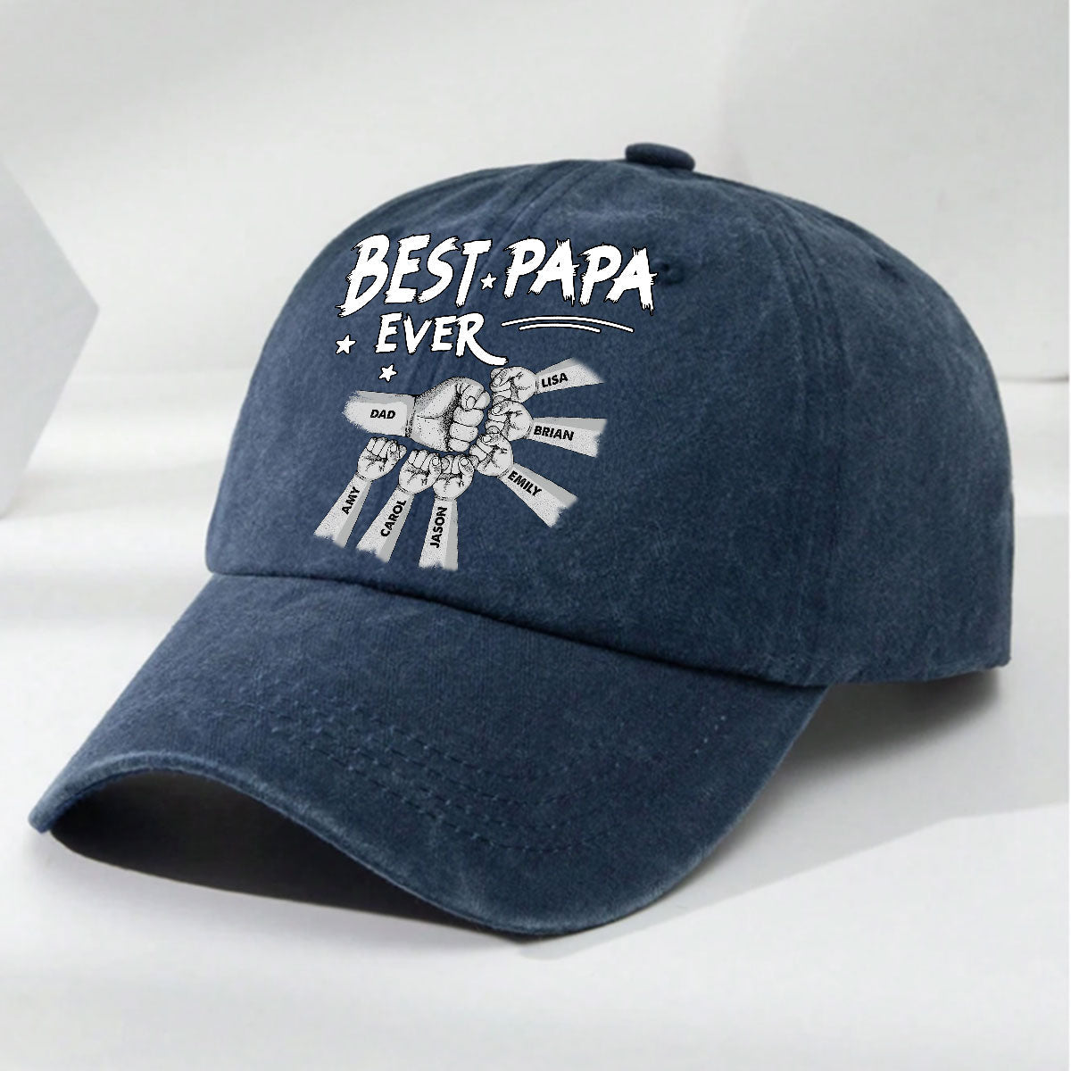 The Power Of Dad Comes From Love - Personalized Custom Vintage Washed Denim Cap