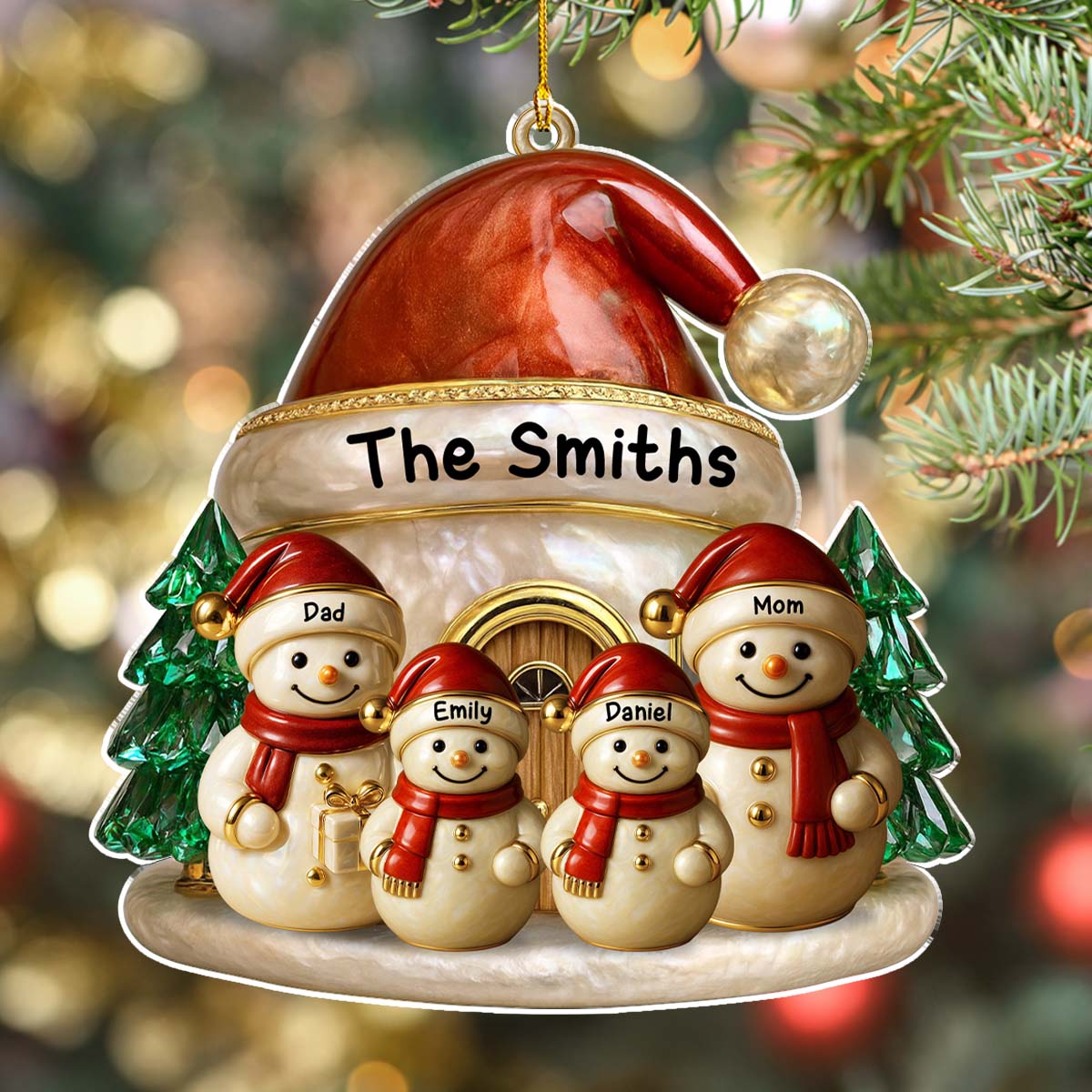Family Christmas Brings Lasting Joy - Personalized Custom 3D Inflated Effect Acrylic Ornament