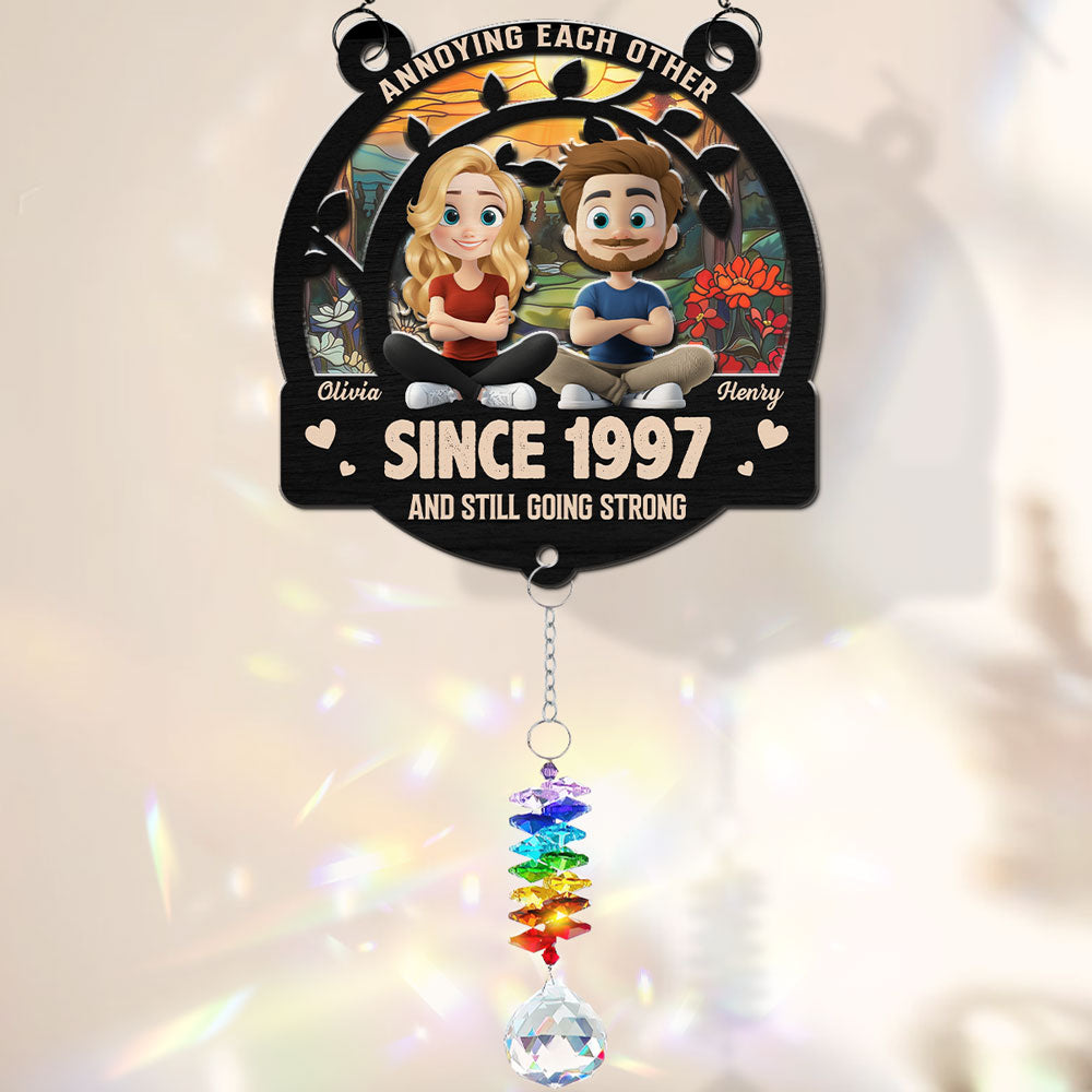 Love You Forever - Personalized Custom Suncatcher With Crystal Rainbow Charm