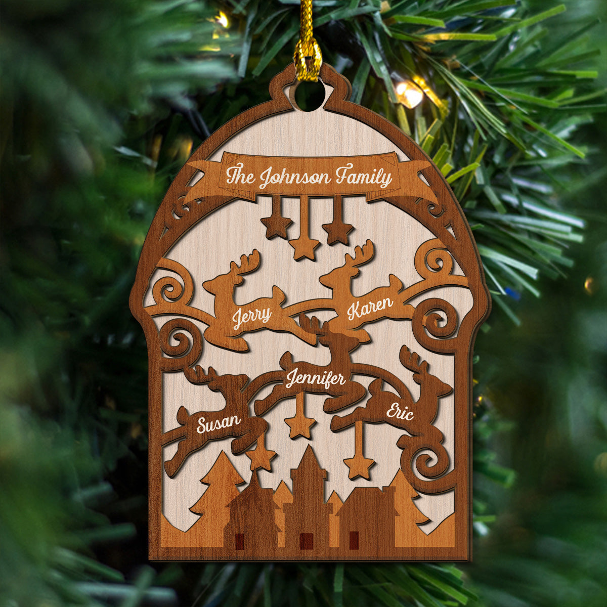 Family Merry Go Round - Personalized Custom 2-Layered Wood Ornament