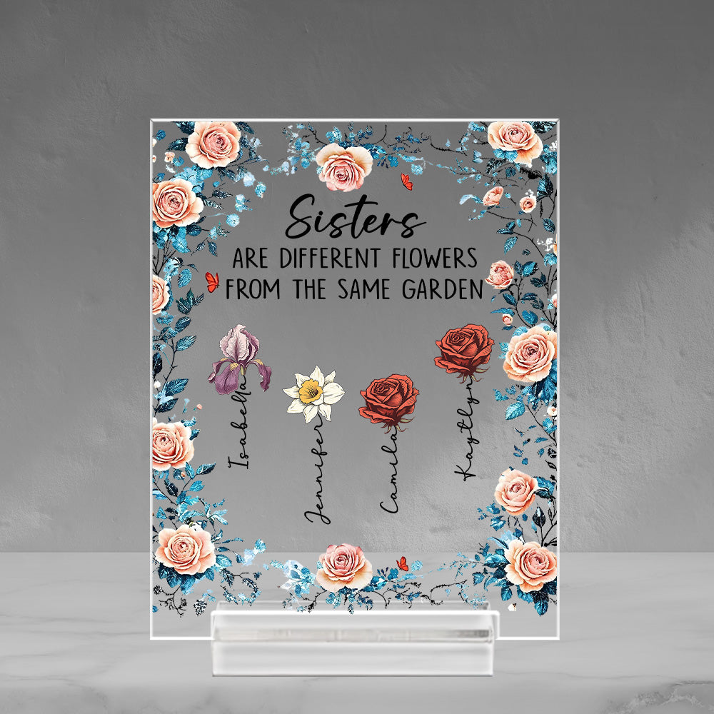 Sisters Fill The World With Beauty - Personalized Custom Acrylic Plaque With Base