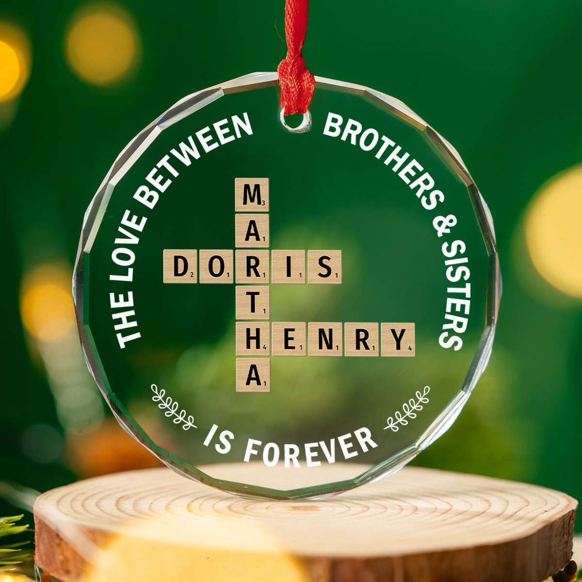 Siblings Forever - Personalized Custom Glass Ornament