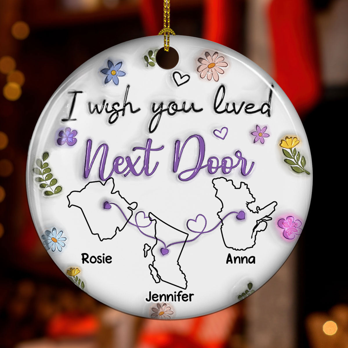 I Wish We Lived Closer Canada Version - Personalized Custom 3D Inflated Effect Ceramic Ornament