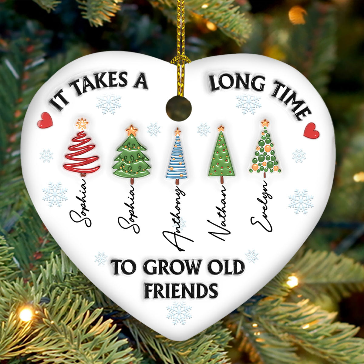 It Takes A Long Time To Grow An Old Friend - Personalized Custom 3D Inflated Effect Ceramic Ornament