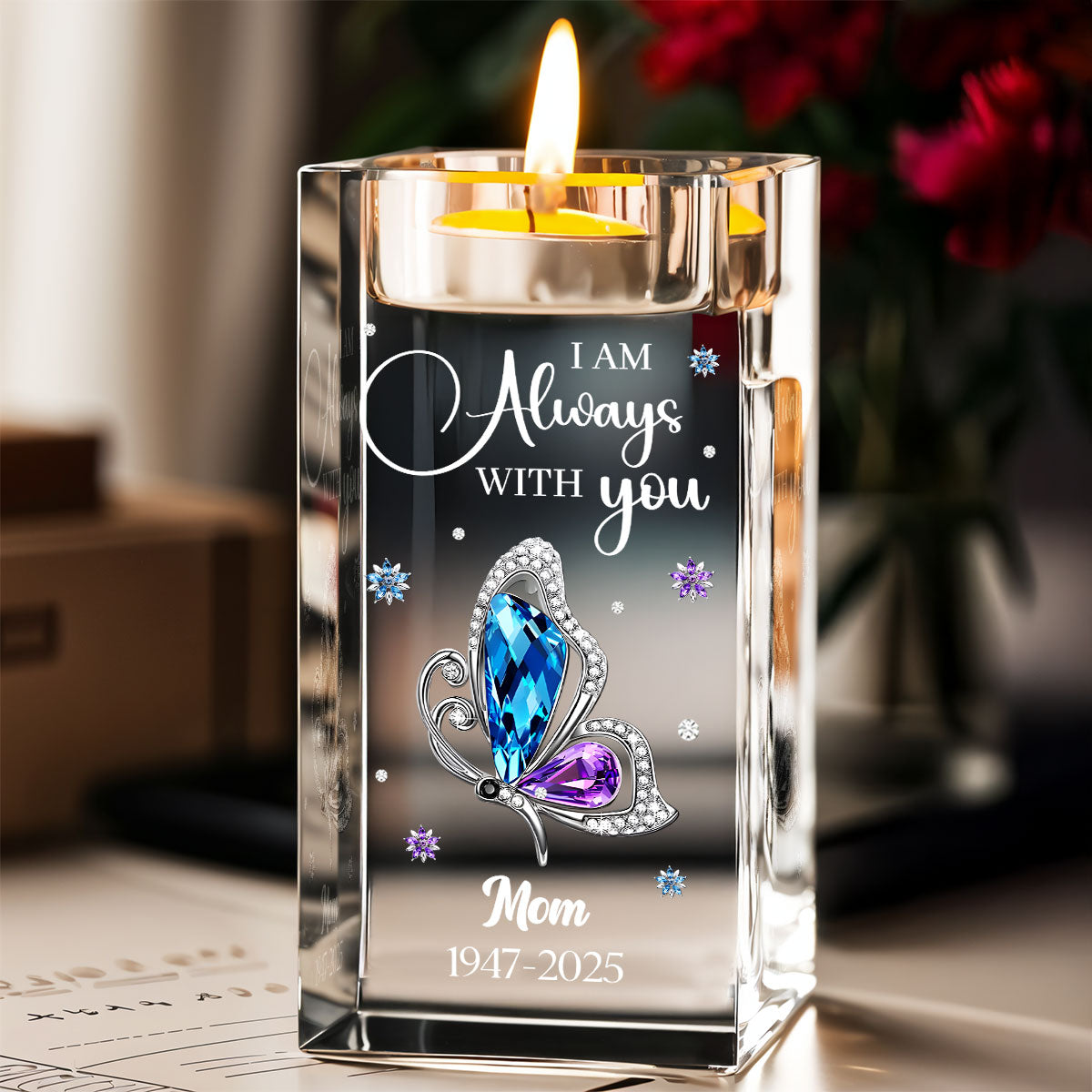 I Am Always With You - Personalized Custom Crystal Candle Holder