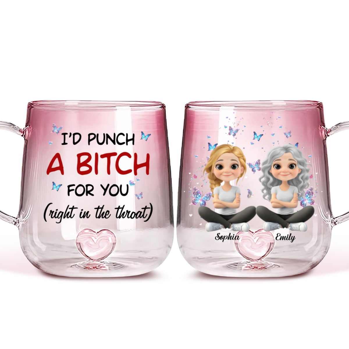 Real Talk Best Friend - Personalized Custom Pink Gradient Glass Mug