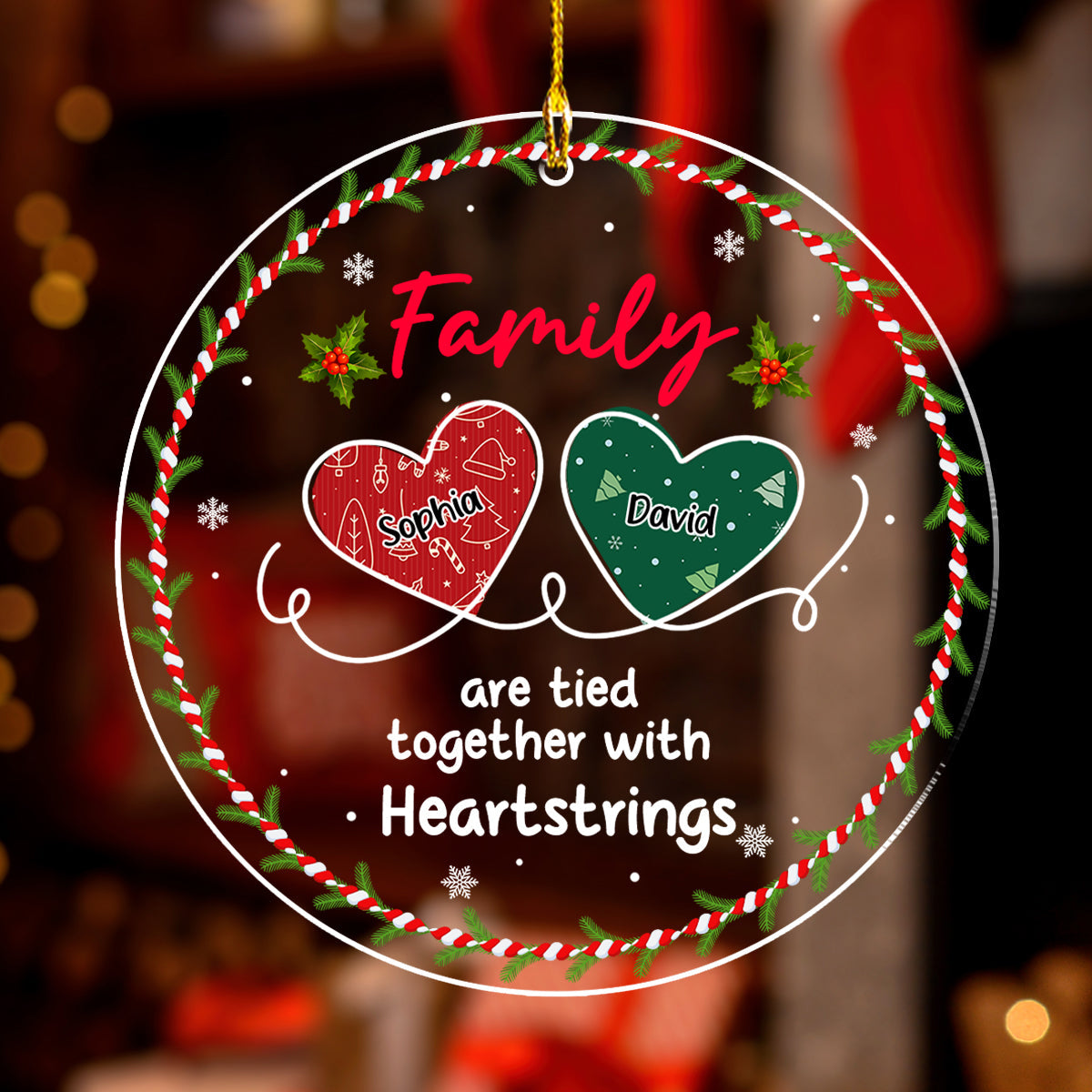 Together With Heartstrings - Personalized Custom Acrylic Ornament
