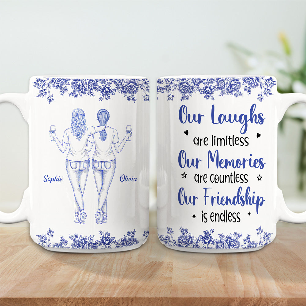 Our Laughs Are Limitless Blue Toile Ver 2 - Personalized Custom Coffee Mug