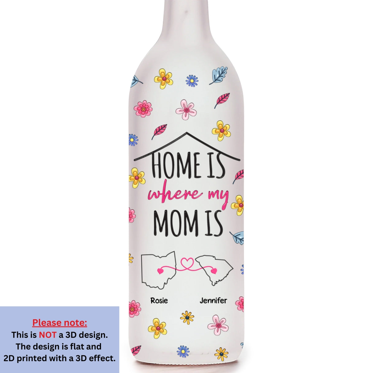 Home Is Where My Mom Is - Personalized Custom 3D Inflated Effect Bottle Lamp