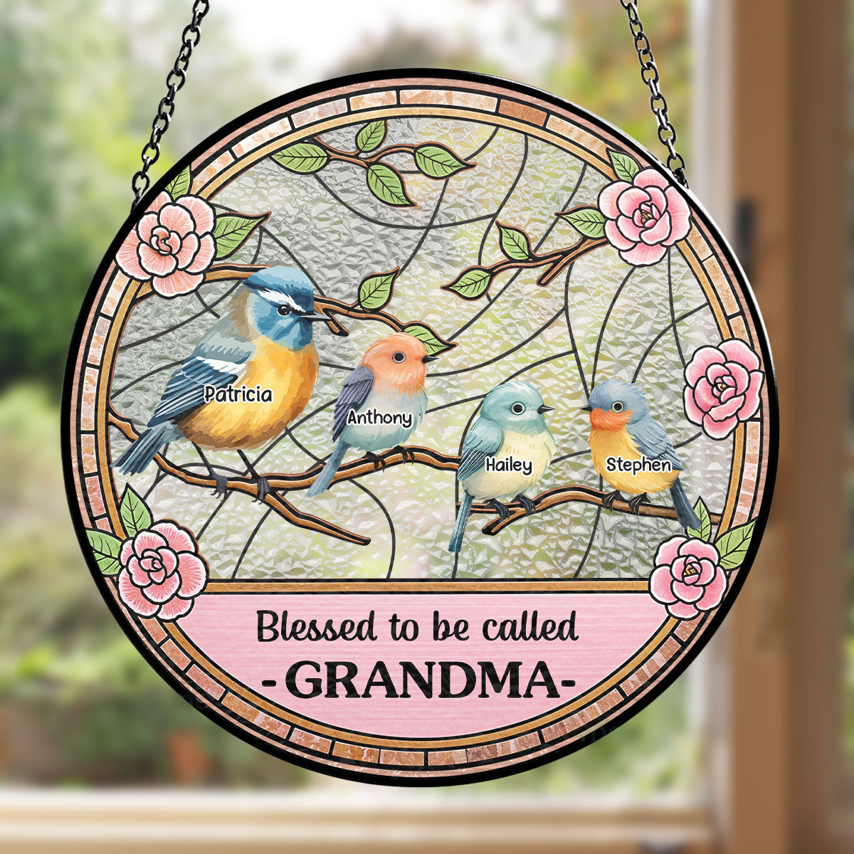 Blessed To Be Called Grandma - Personalized Custom Window Hanging Suncatcher