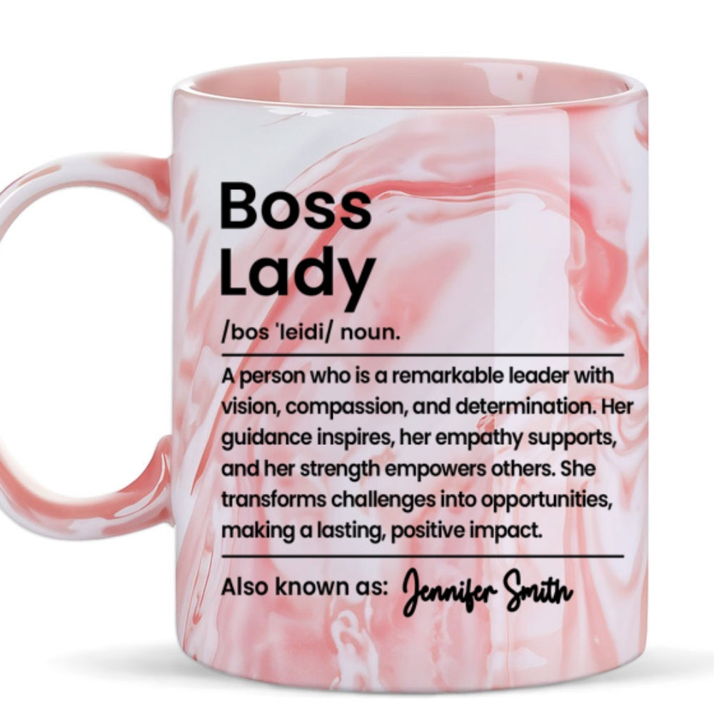 Boss Lady - Personalized Custom Pink Marble Mug