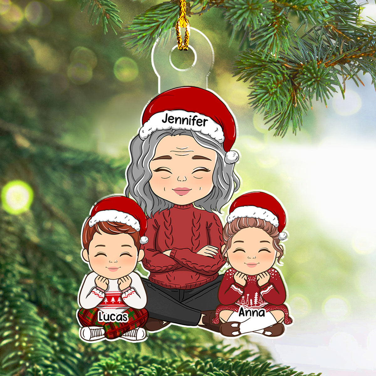 Grandma & Grandkid Christmas Gift For Granddaughter Grandson - Personalized Custom Acrylic Ornament