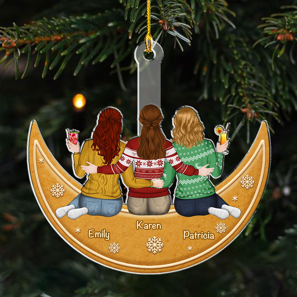 Me And You Sitting On The Cookie Moon - Personalized Custom Acrylic Ornament