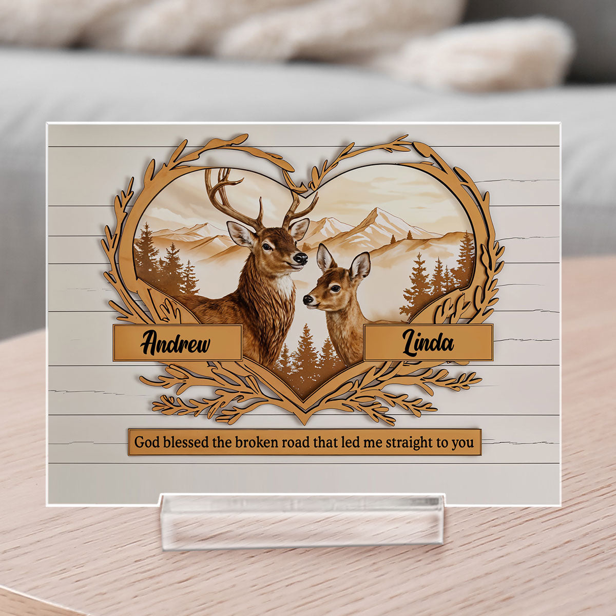 Deer Love - Personalized Custom Acrylic Plaque With Base