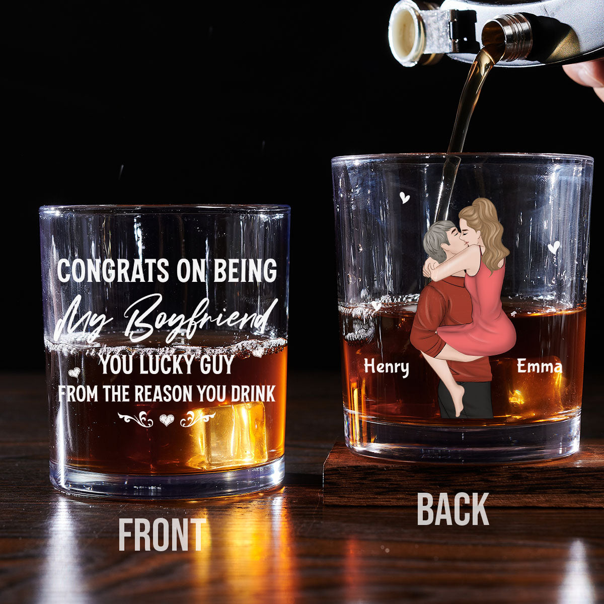 Congrats On Being My Husband - Personalized Custom Whiskey Glass