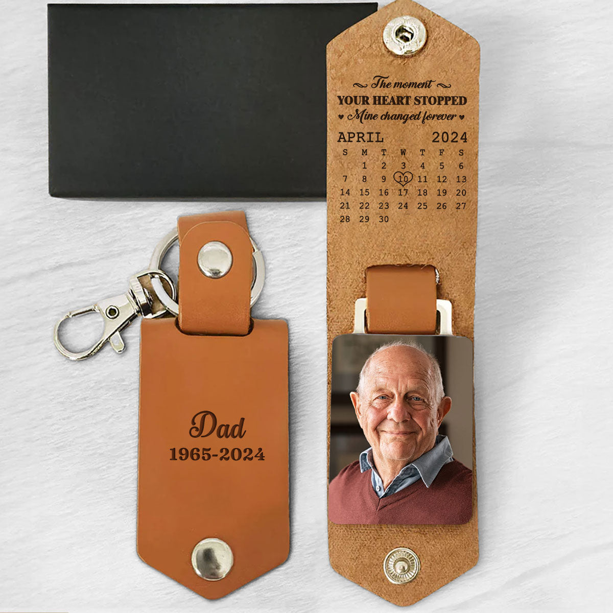 The Moment - Personalized Leather Photo Keychain