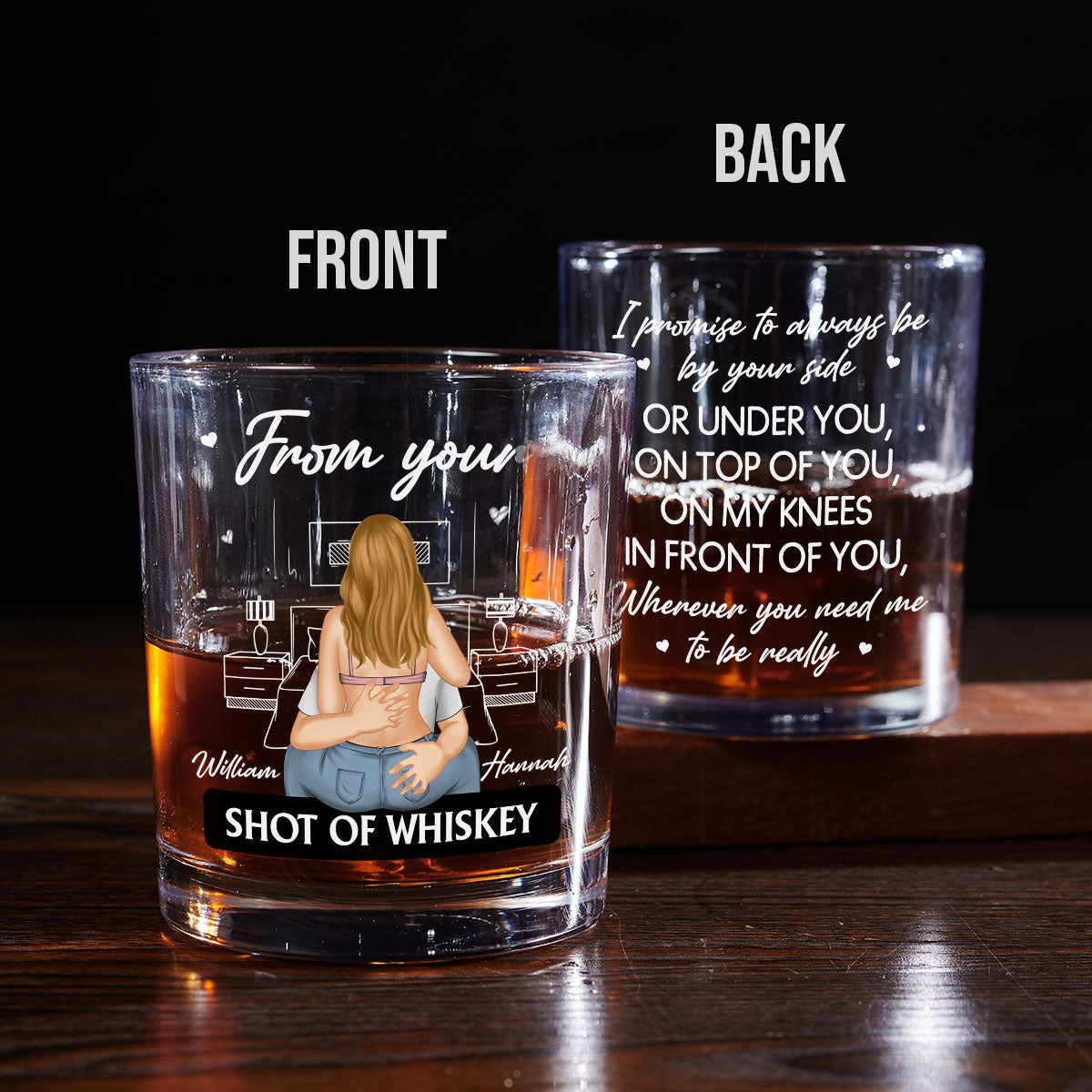 Always Be By Your Side Husband - Personalized Custom Whiskey Glass