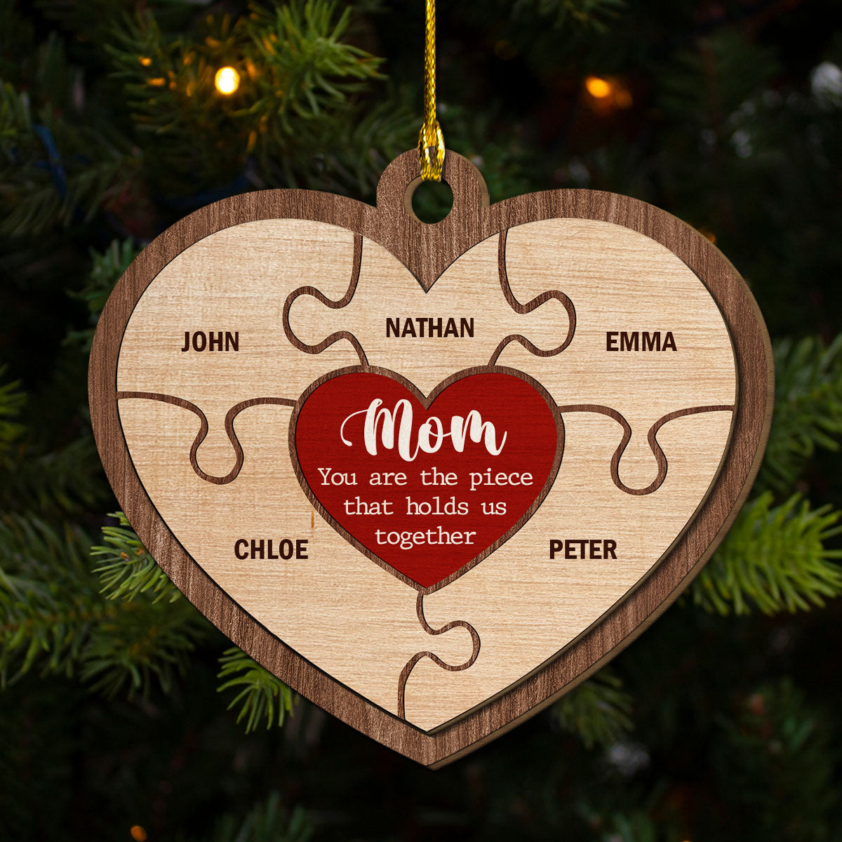 Mom Holds Us Together - Personalized Custom Freeshape 2-Layered Wood Ornament