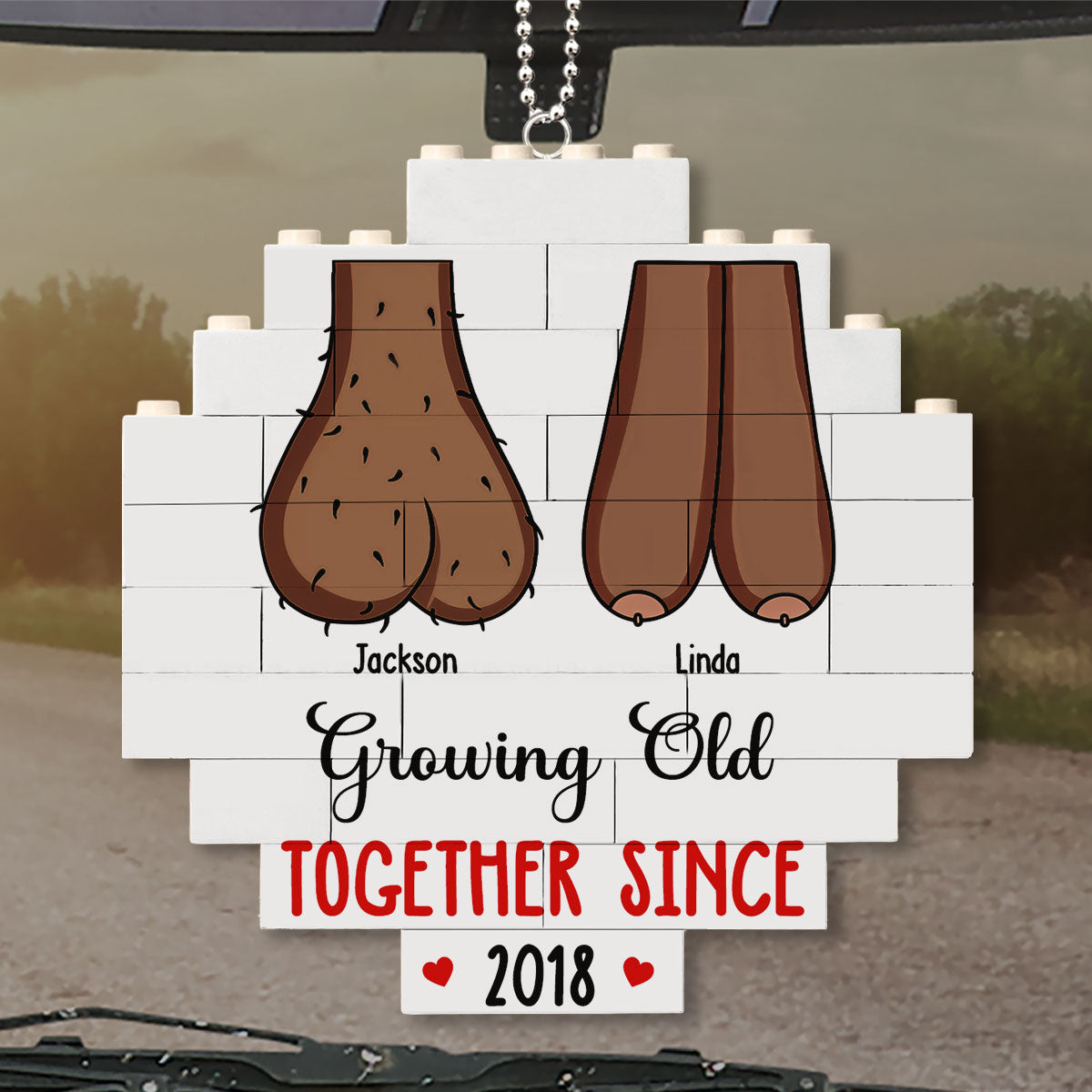 Grow Old With You - Personalized Custom Puzzle Car Ornament