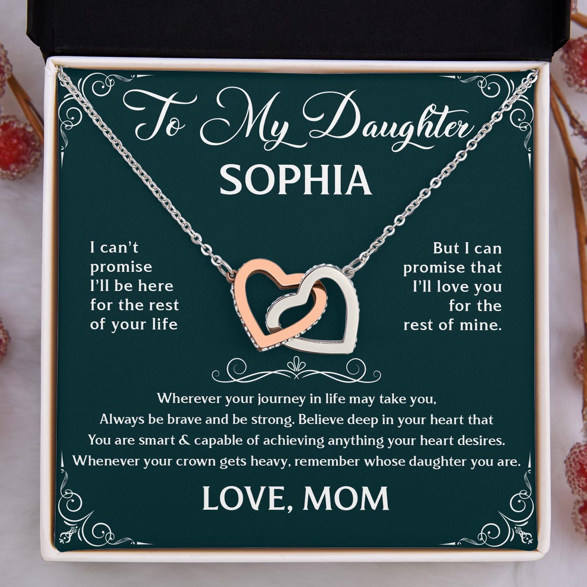 Always Be Brave And Be Strong - Personalized Custom Interlocking Heart Necklace