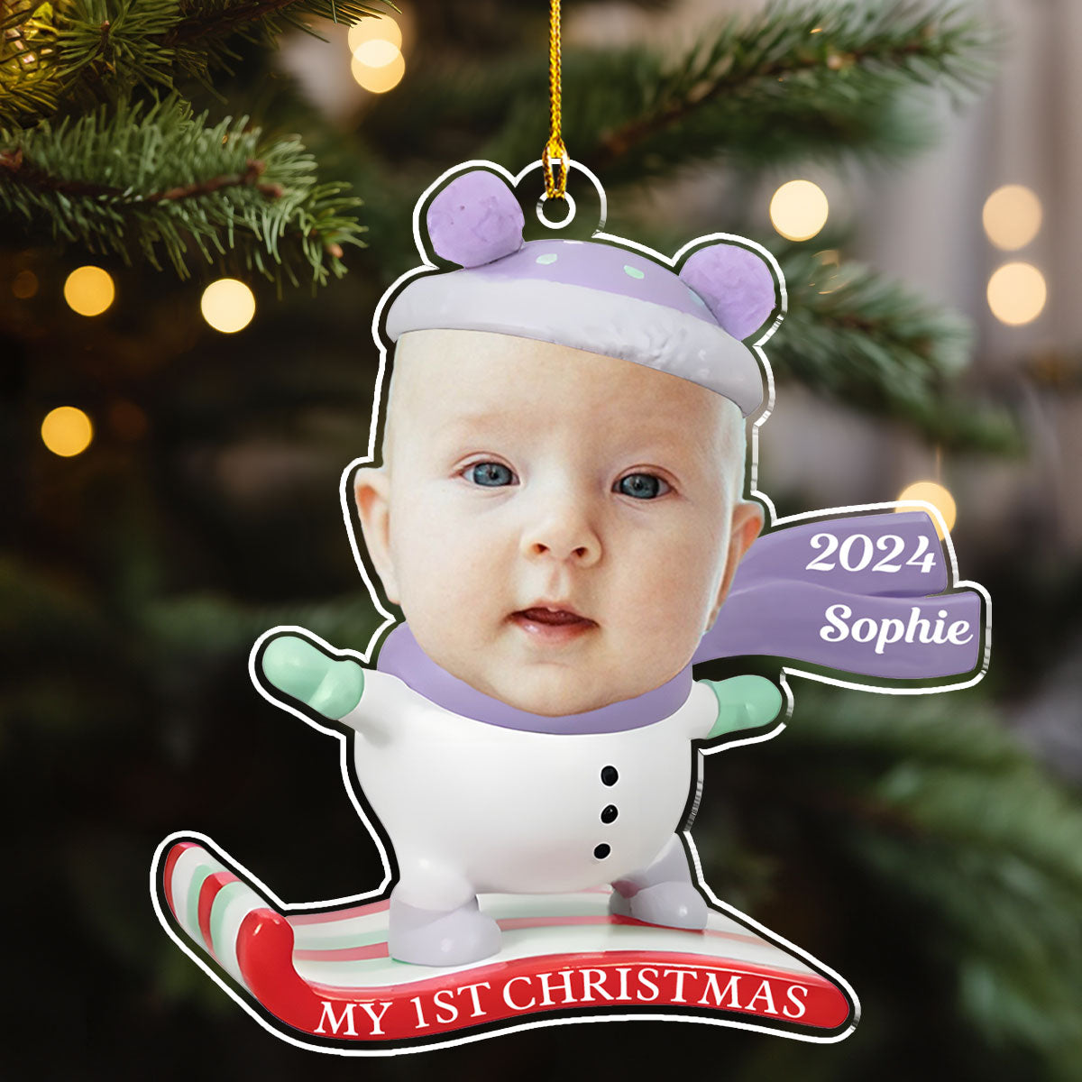 Baby Skiing - Personalized Custom Acrylic Ornament
