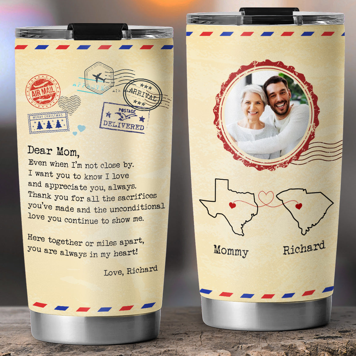 Miles Apart But Close At Heart - Personalized Custom Tumbler