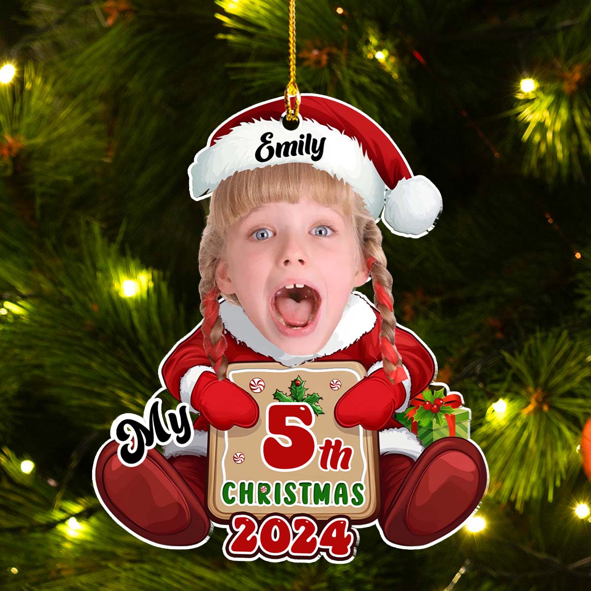 Santa Christmas Family Faces  - Personalized Custom Acrylic Ornament