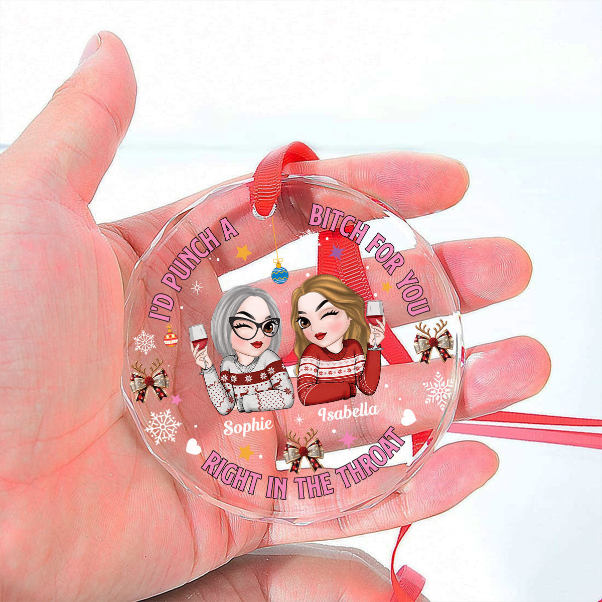 Right In The Throat - Personalized Custom Glass Ornament