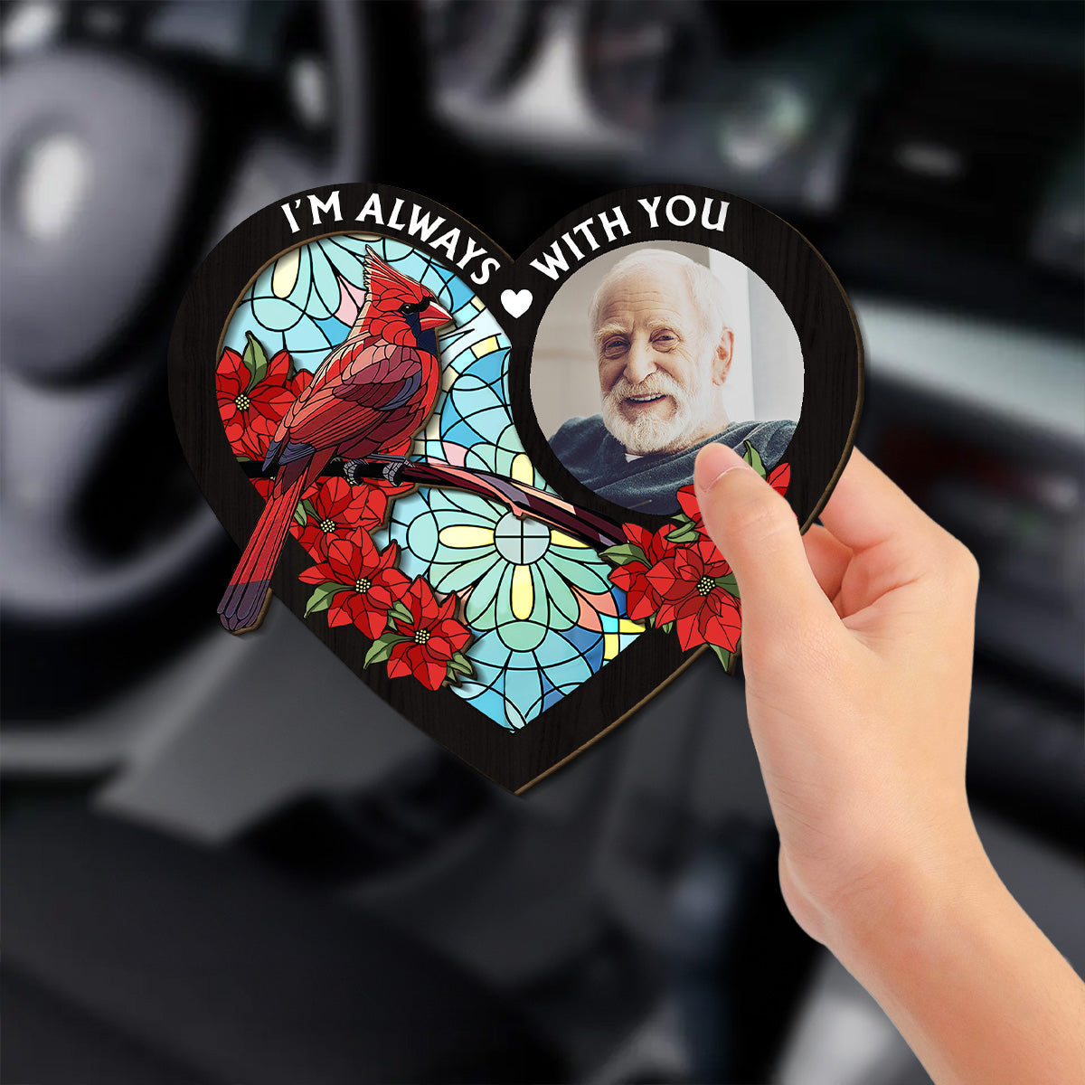 Always With You Memorial Heart - Personalized Custom Car Visor Clip