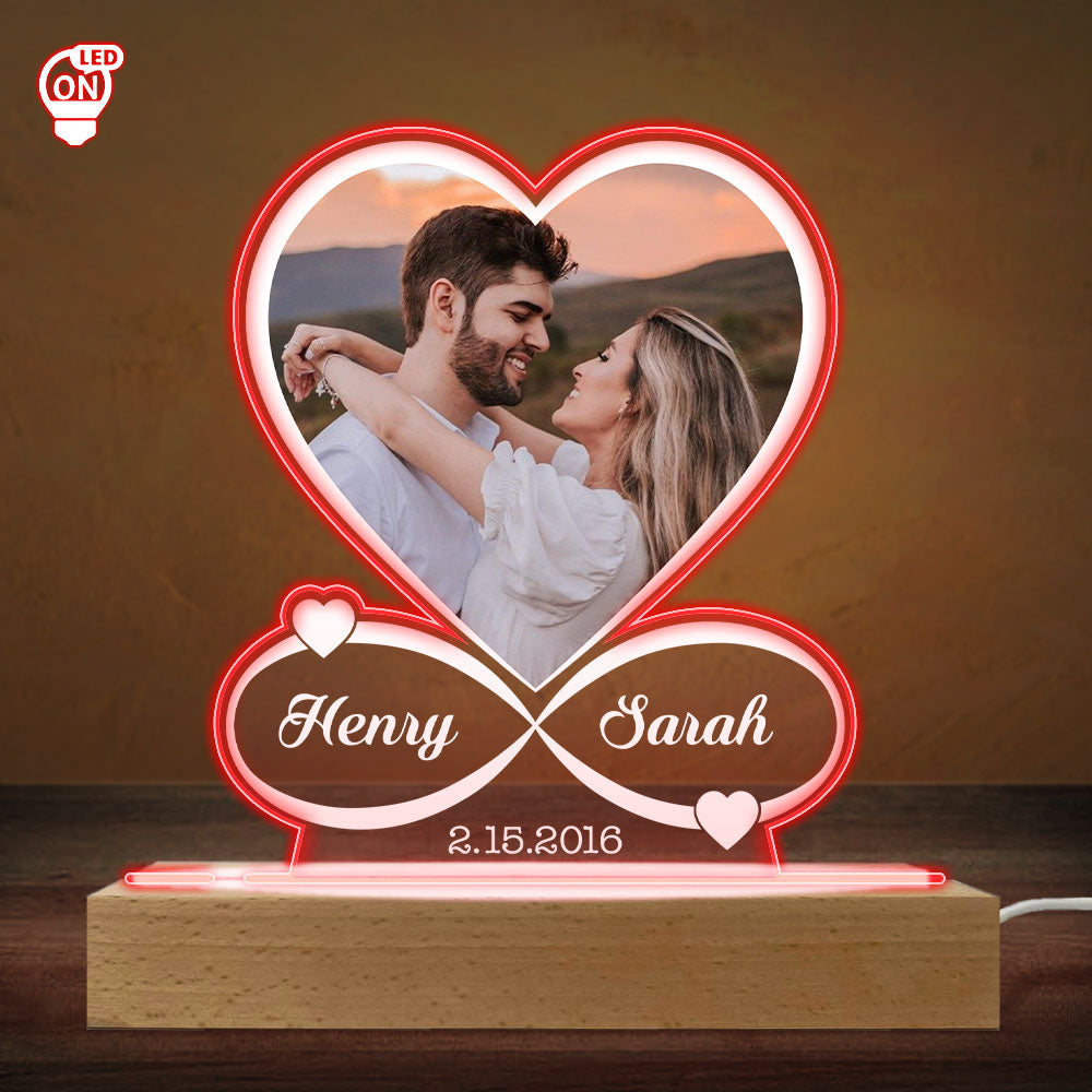 Custom Couple Photo Anniversary Valentines Day - Personalized Custom LED Light