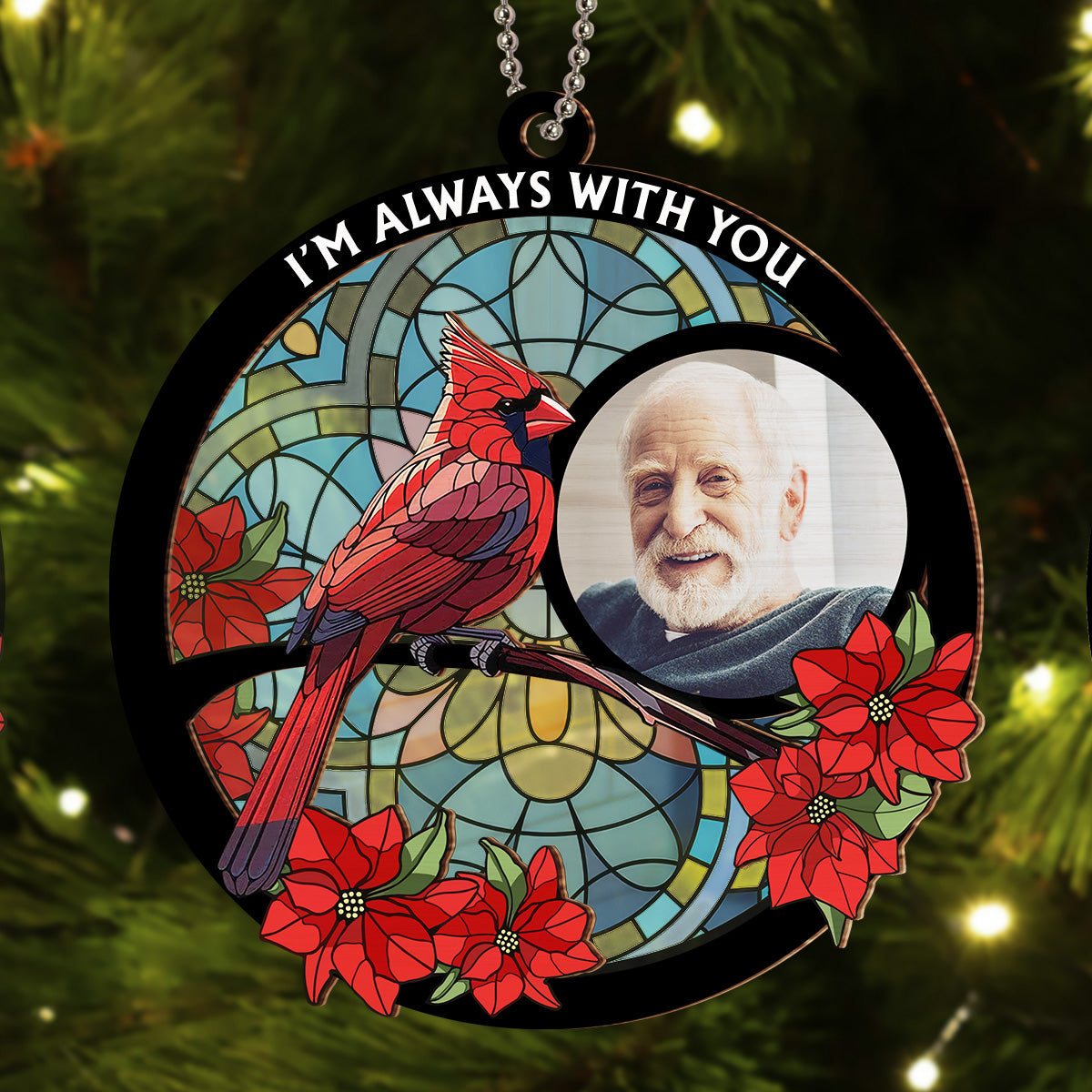 Always With You Memorial Heart - Personalized Custom Suncatcher Ornament