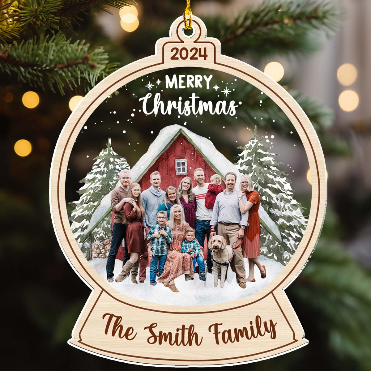 Red Barn Christmas Family - Personalized Custom Acrylic Ornament