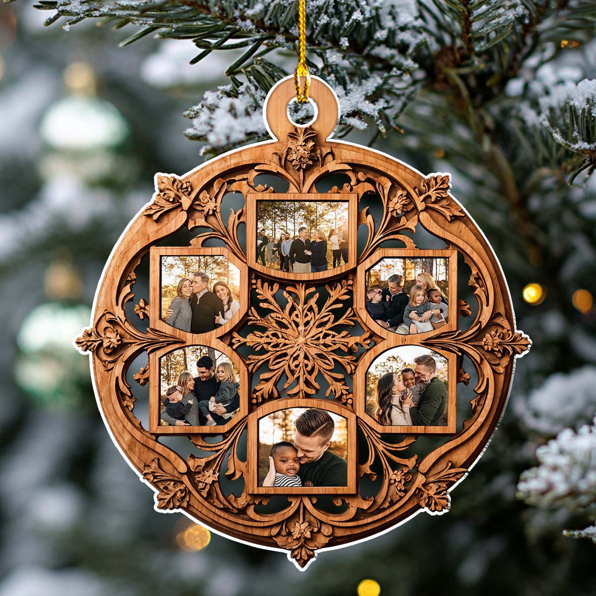 Beautiful Snowflake Photo Family - Personalized Custom Acrylic Ornament