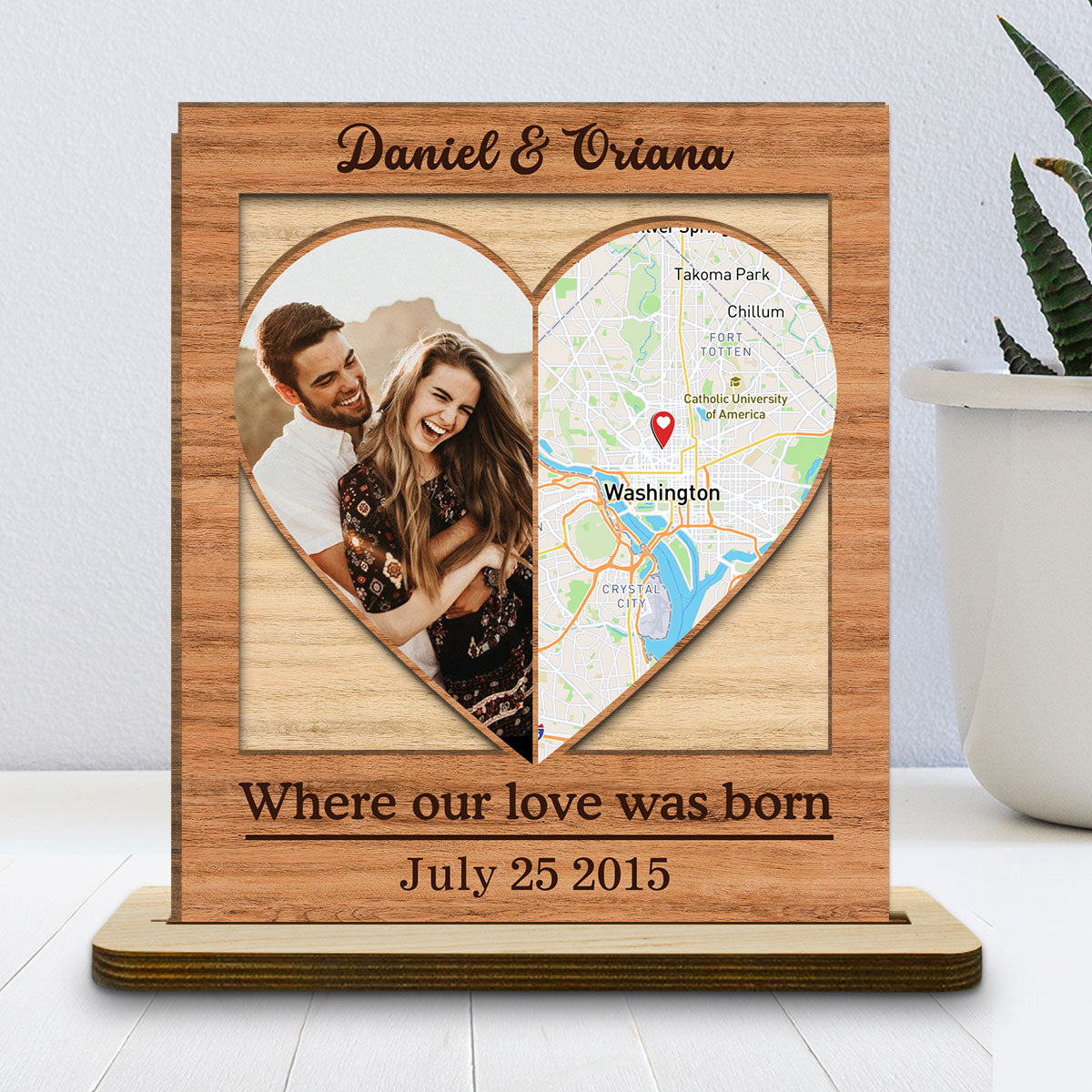 Our Love - Personalized Custom 2-Layer Wood Plaque With Flat Base