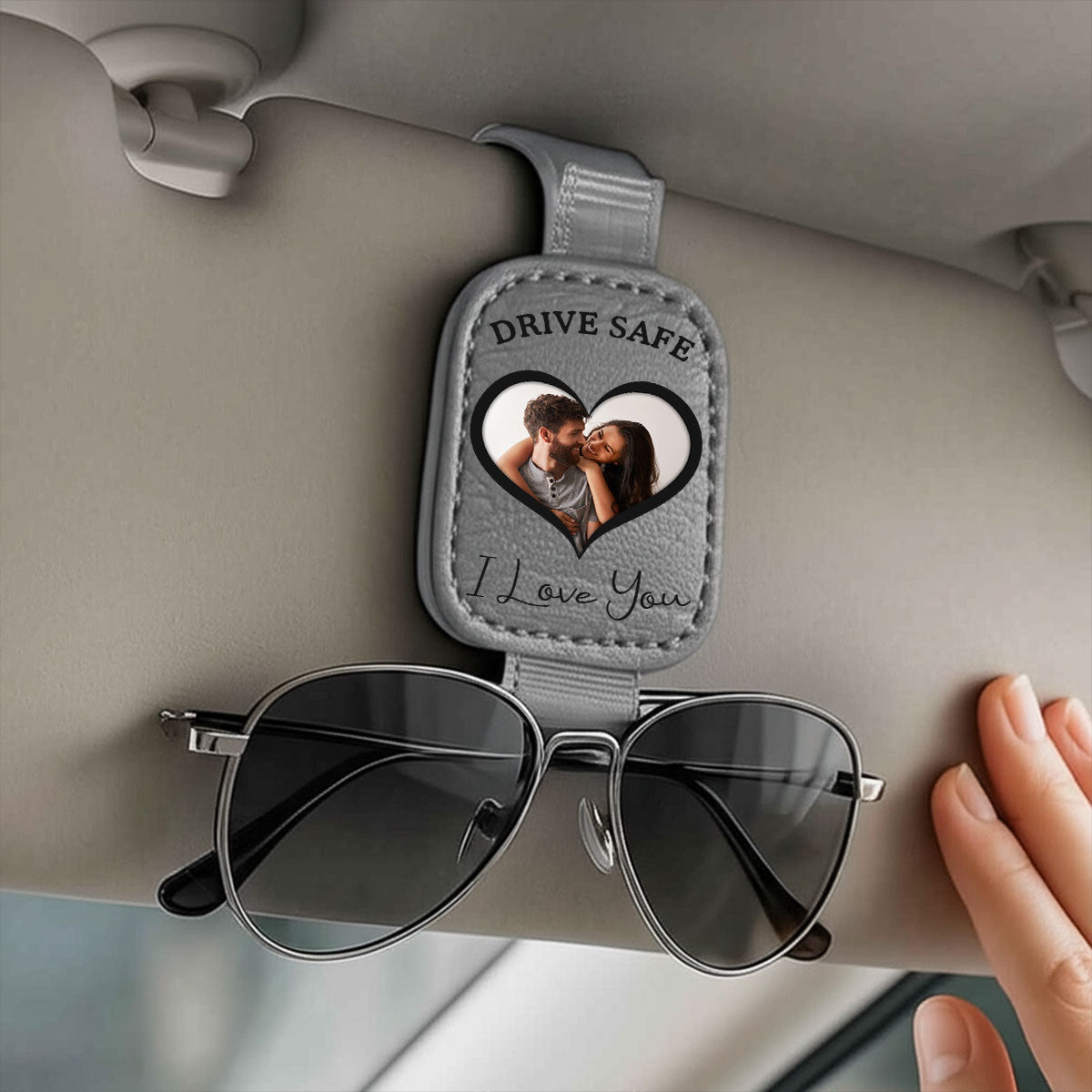 Drive Safe I Love You Couples - Personalized Custom Sunglasses Holder For Car Visor