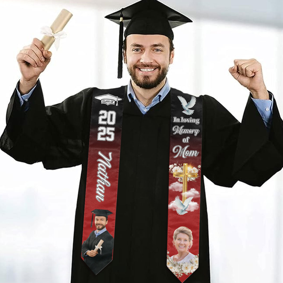 In Loving Memory - Personalized Custom Graduation Stole