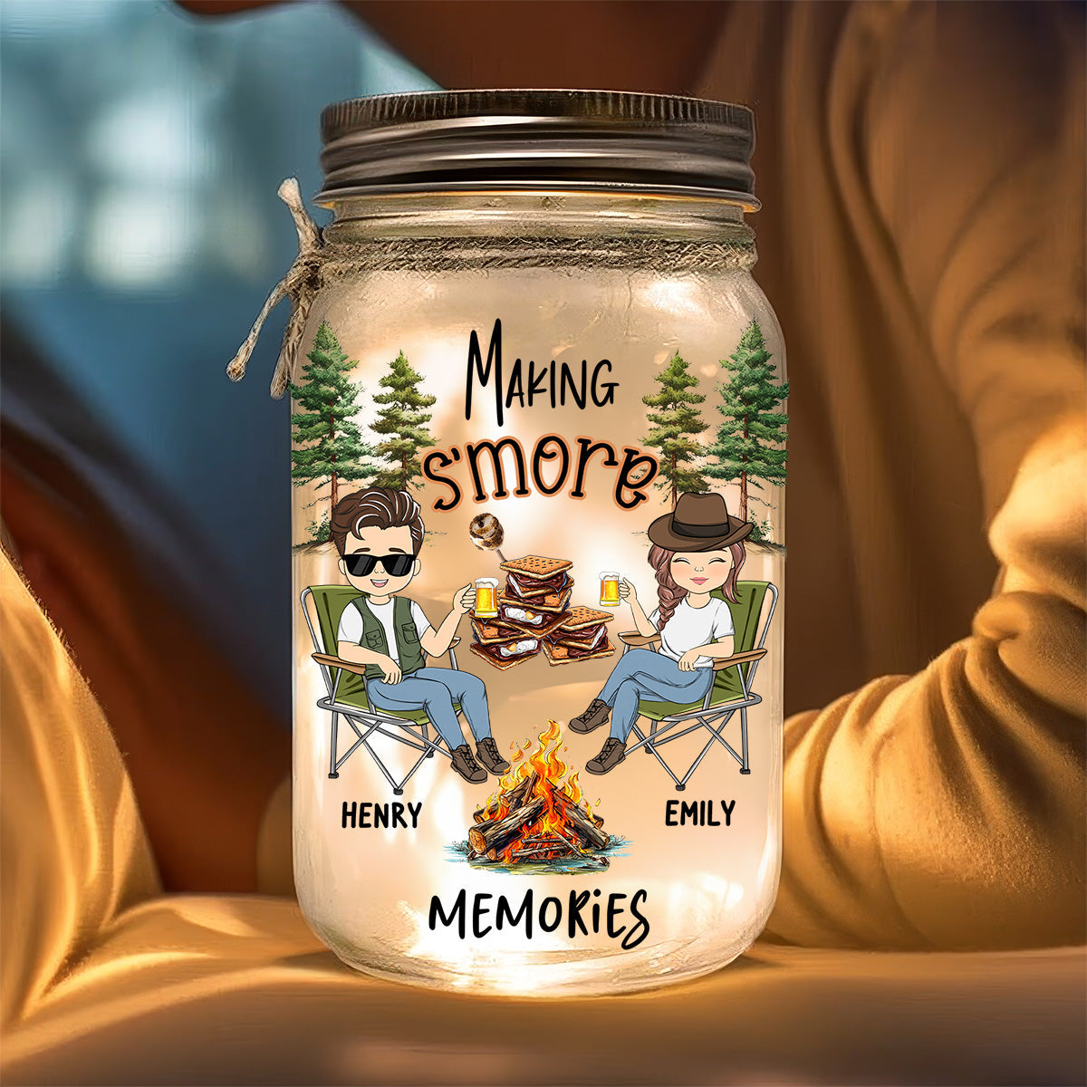 Making Smore Memories - Personalized Custom Mason Jar Light