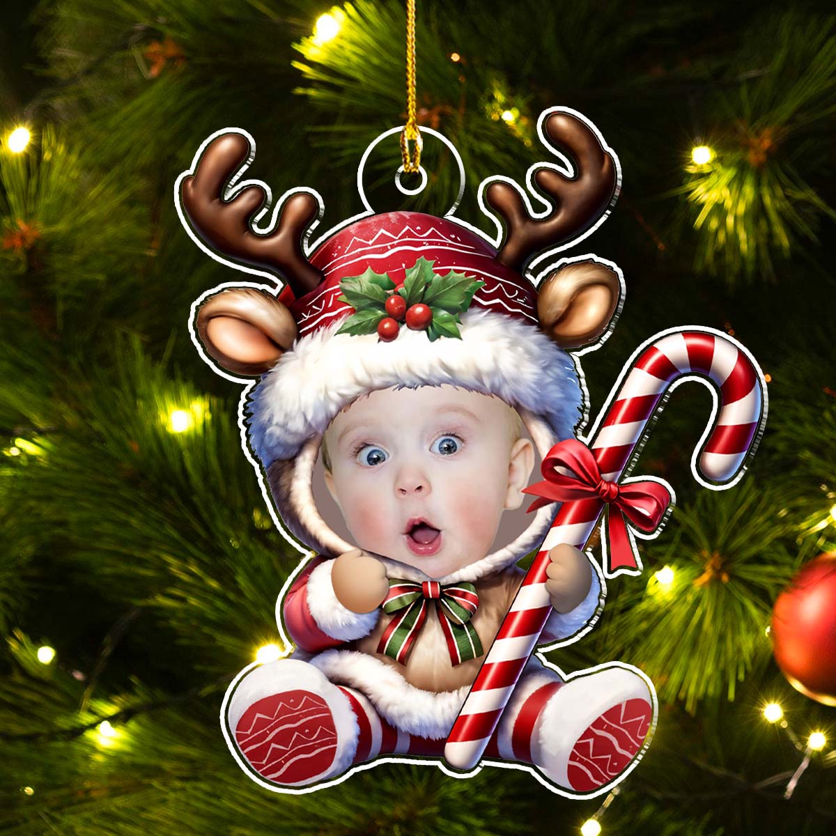 Baby Reindeer Christmas - Personalized Custom Acrylic Ornament
