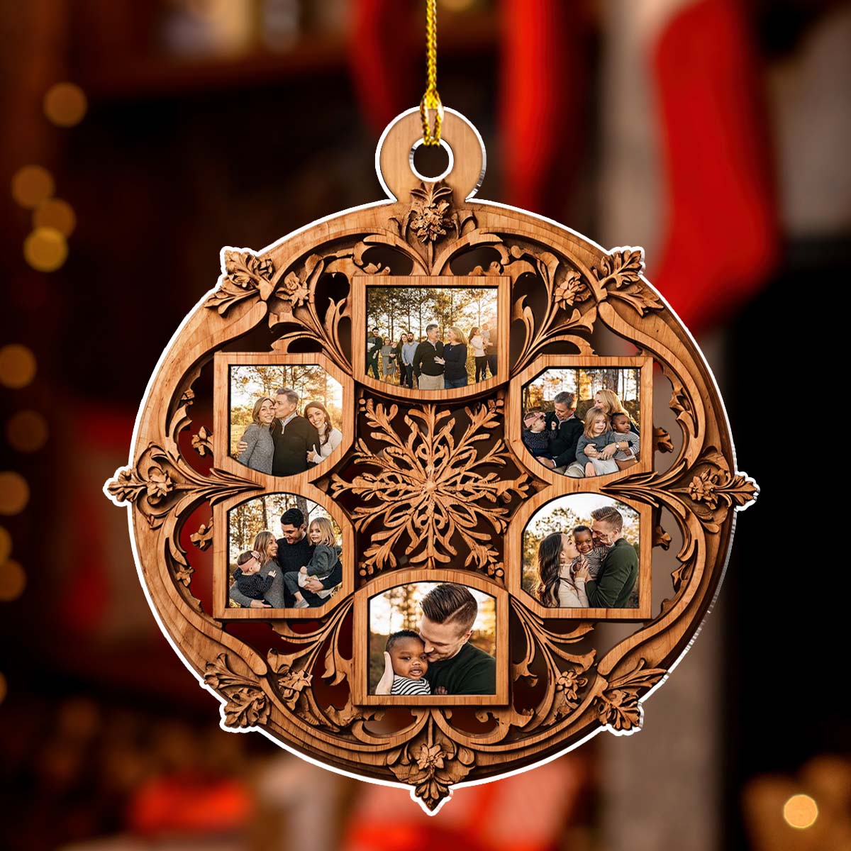 Beautiful Snowflake Photo Family - Personalized Custom Acrylic Ornament