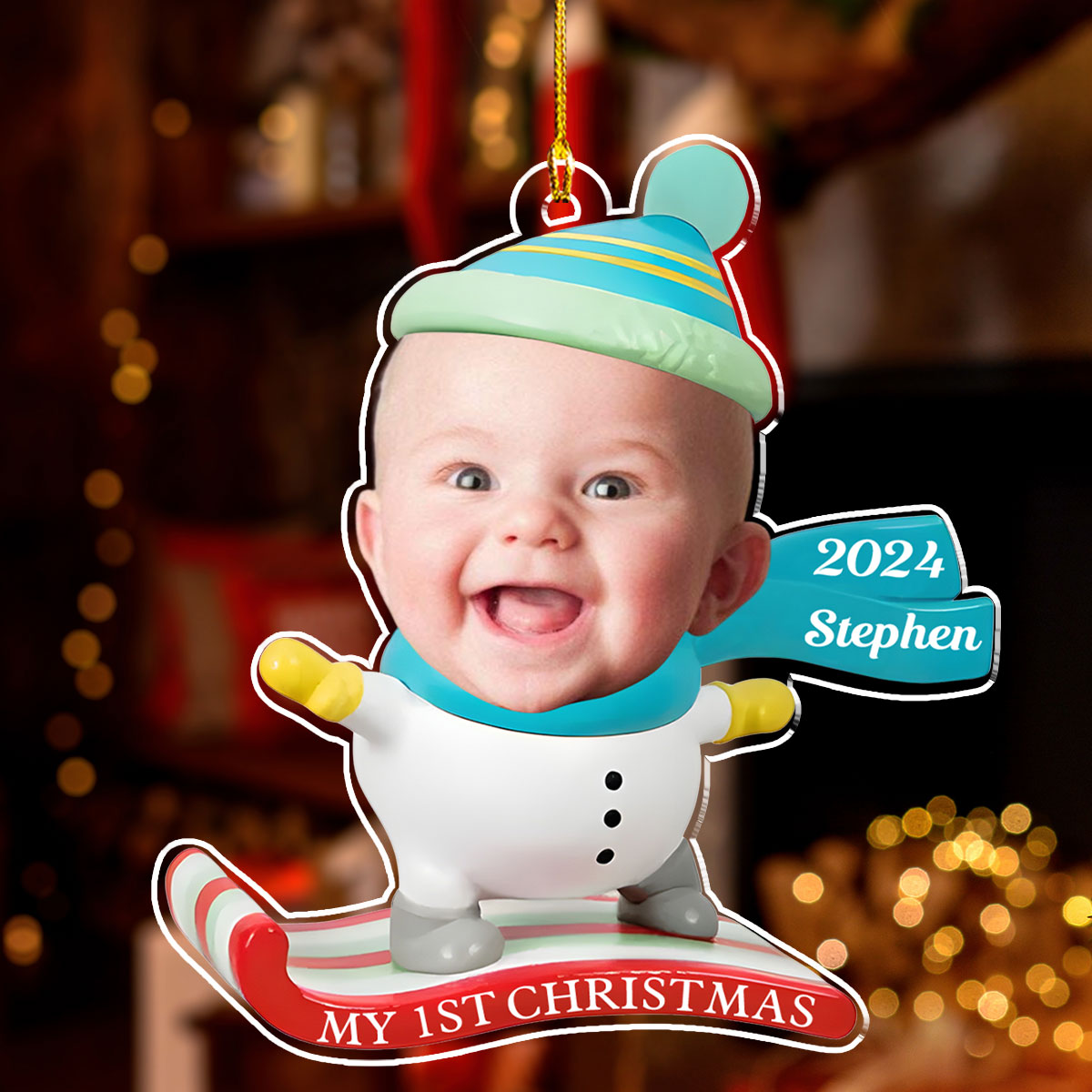 Baby Skiing - Personalized Custom Acrylic Ornament