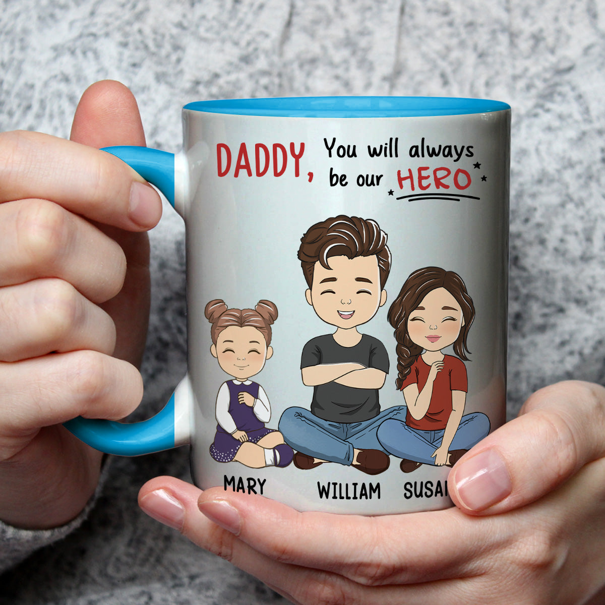 Dad, You Will Always Be My Hero - Personalized Custom Accent Mug