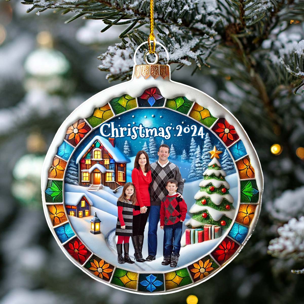 Custom Photo Family Christmas - Personalized Custom Acrylic Ornament