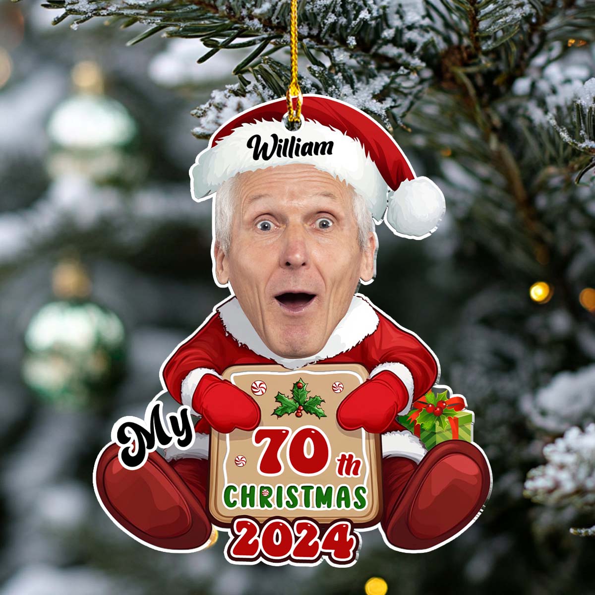 Santa Christmas Family Faces  - Personalized Custom Acrylic Ornament