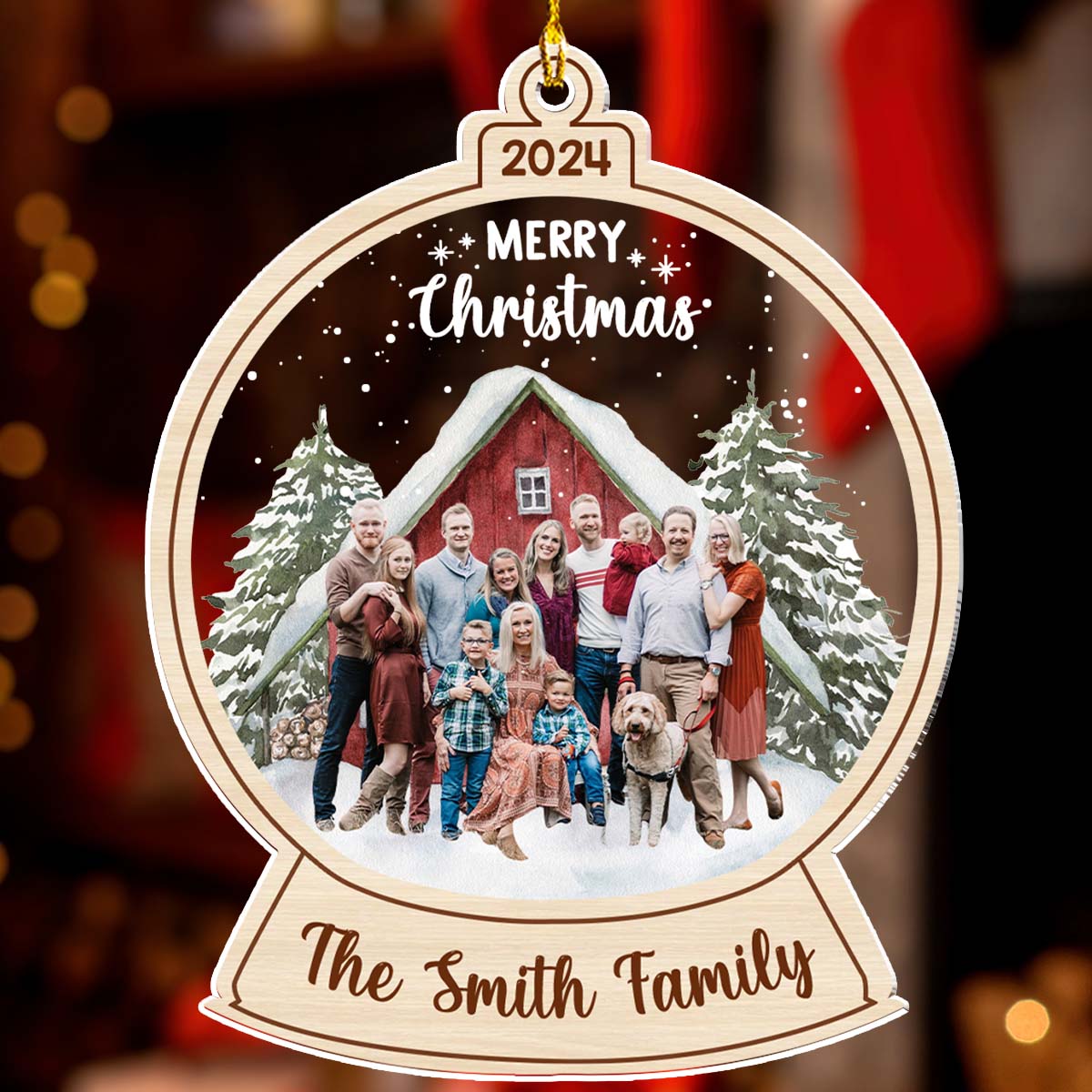 Red Barn Christmas Family - Personalized Custom Acrylic Ornament