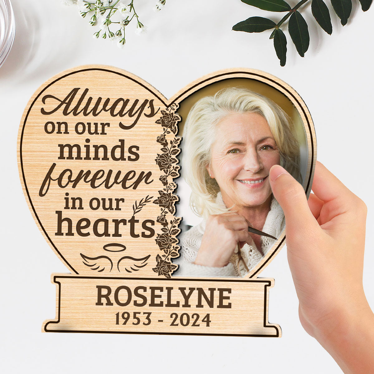 Always On Our Minds Forever In Our Hearts - Personalized Wooden Plaque